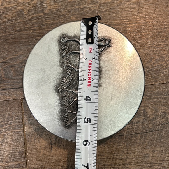 Vintage Metzke Pewter Embossed Horse Equestrian Tin‎ Trinket Round Lidded Horses - Picture 6 of 6